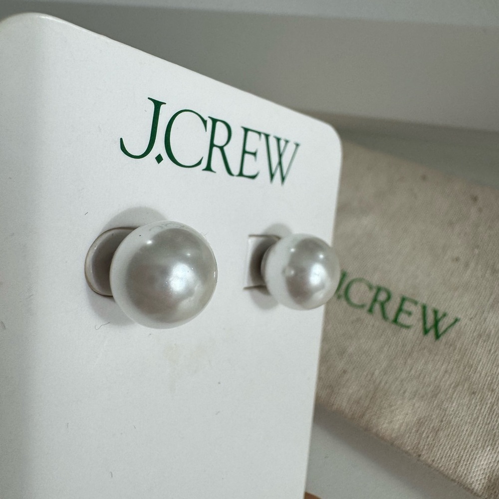 J. Crew White Pearl Stud Earrings